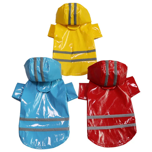 Hooded Dog Raincoat with Reflective Strip | Outdoor Jacket for Puppies